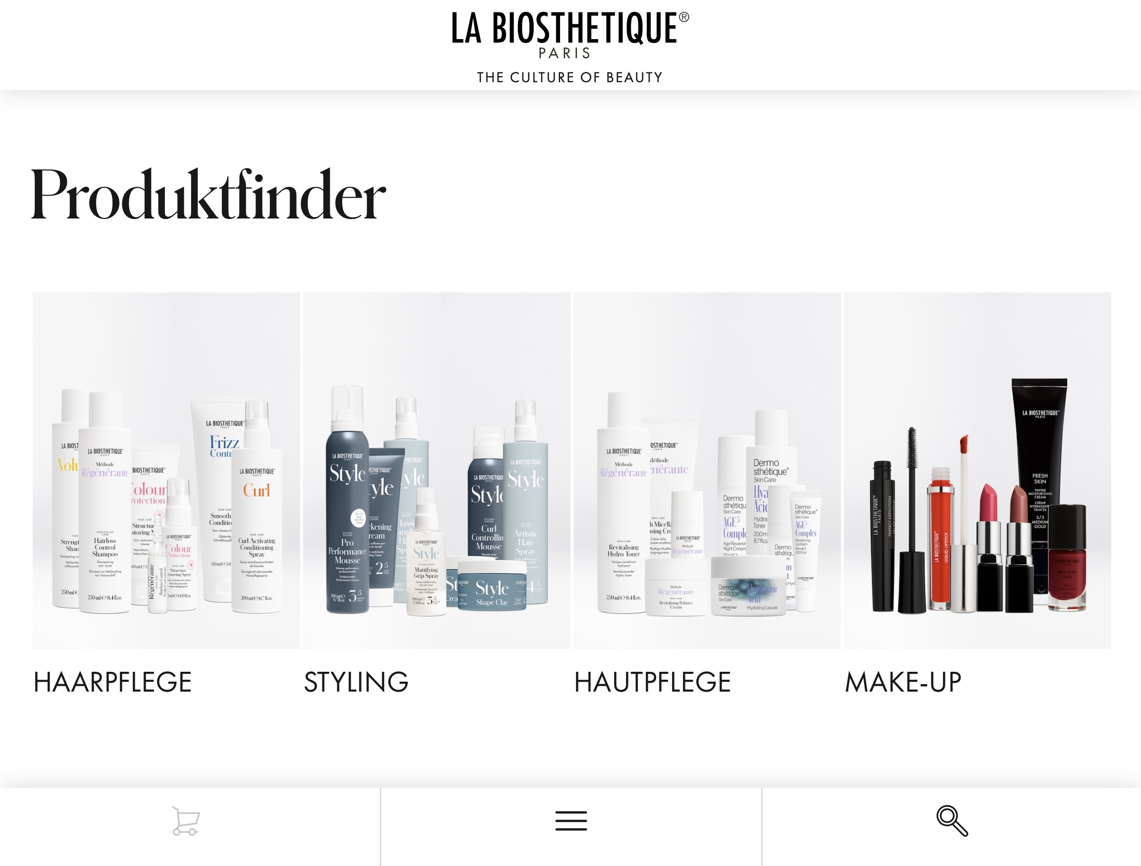 Picture of La Biosthetique Website.